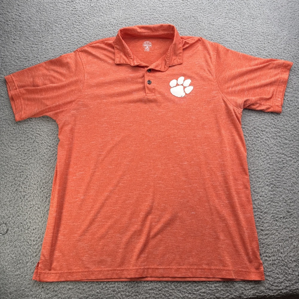 Clemson Tigers Polo Golf Shirt Mens XL Orange Performance Rivalry Threads